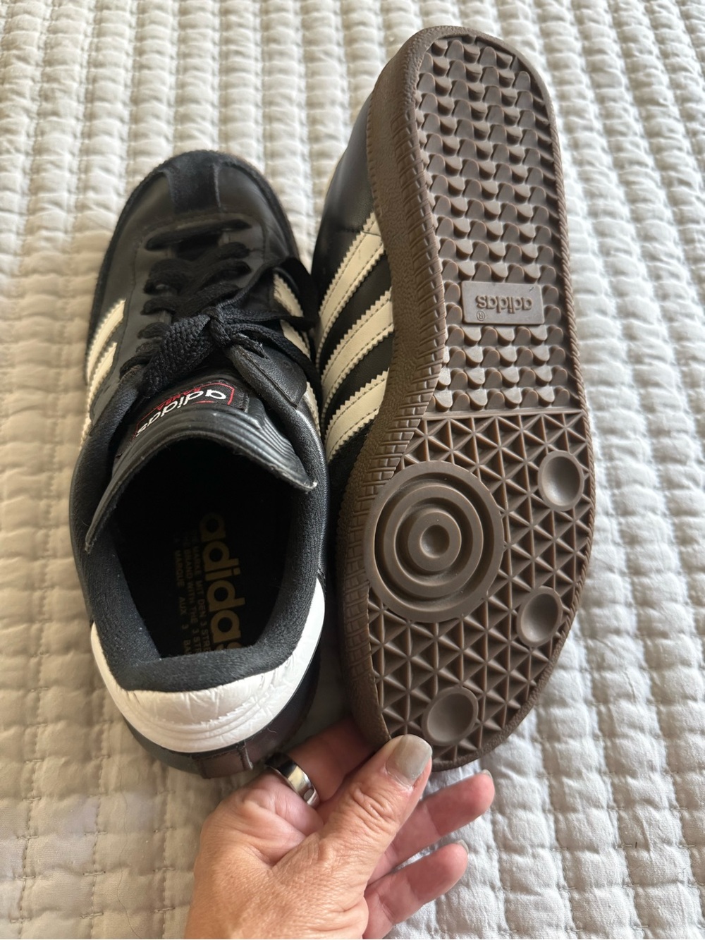 adidas Black & White Samba Classic Leather Sneakers - Picture 3 of 4